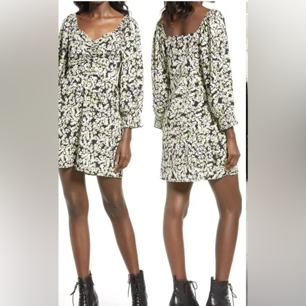Vero Moda Black and White Floral Long Sleeve Dress